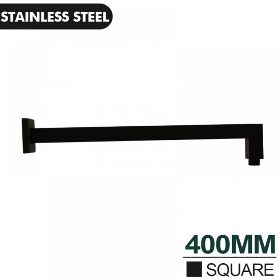 Square Nero Black Wall Mounted Shower Arm 400mm